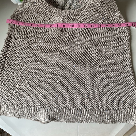 Eileen Fisher Sequined Chain Mail Knit Tank Top L NWT Silver - Picture 11 of 11
